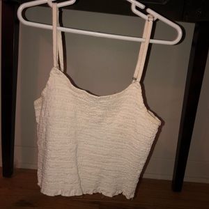 White ribbed tank top. adjustable straps.